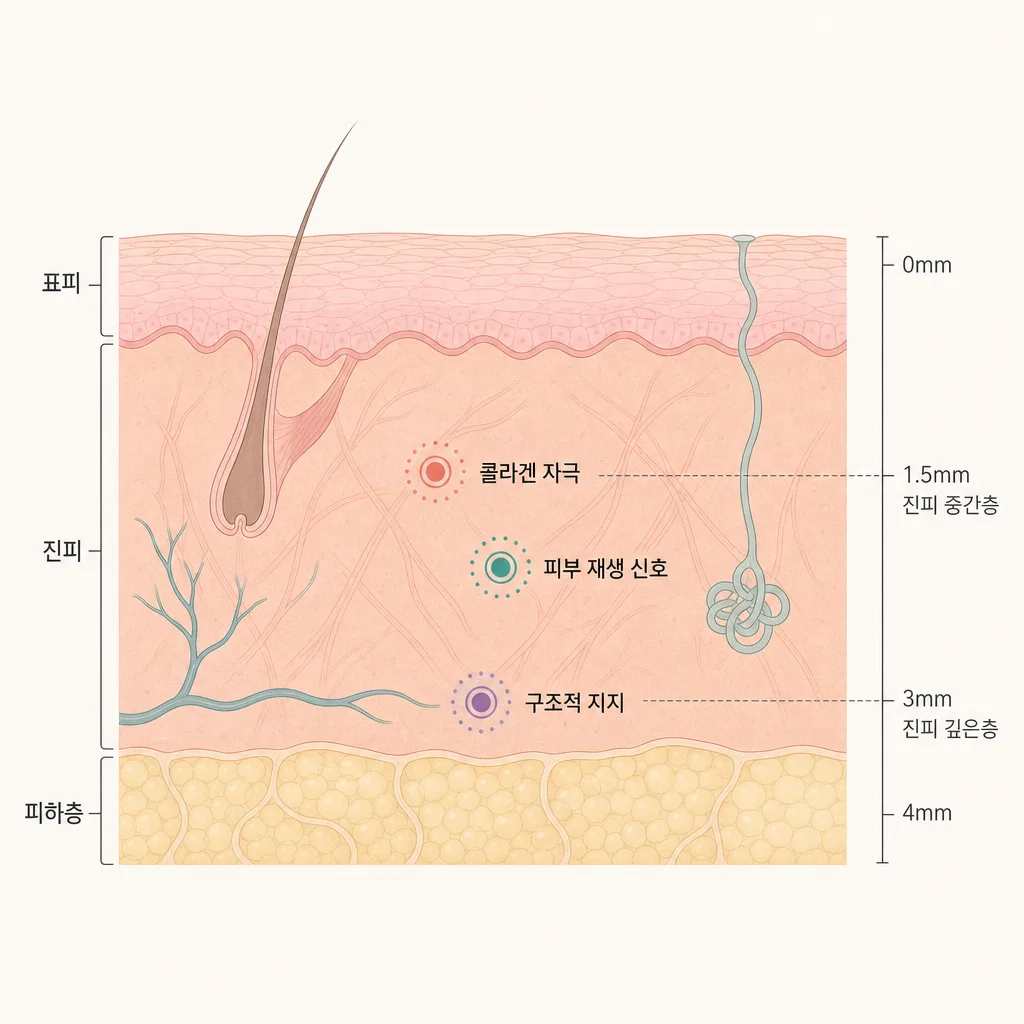 진피층 단면 — 성분이 작용하는 위치가 달라요