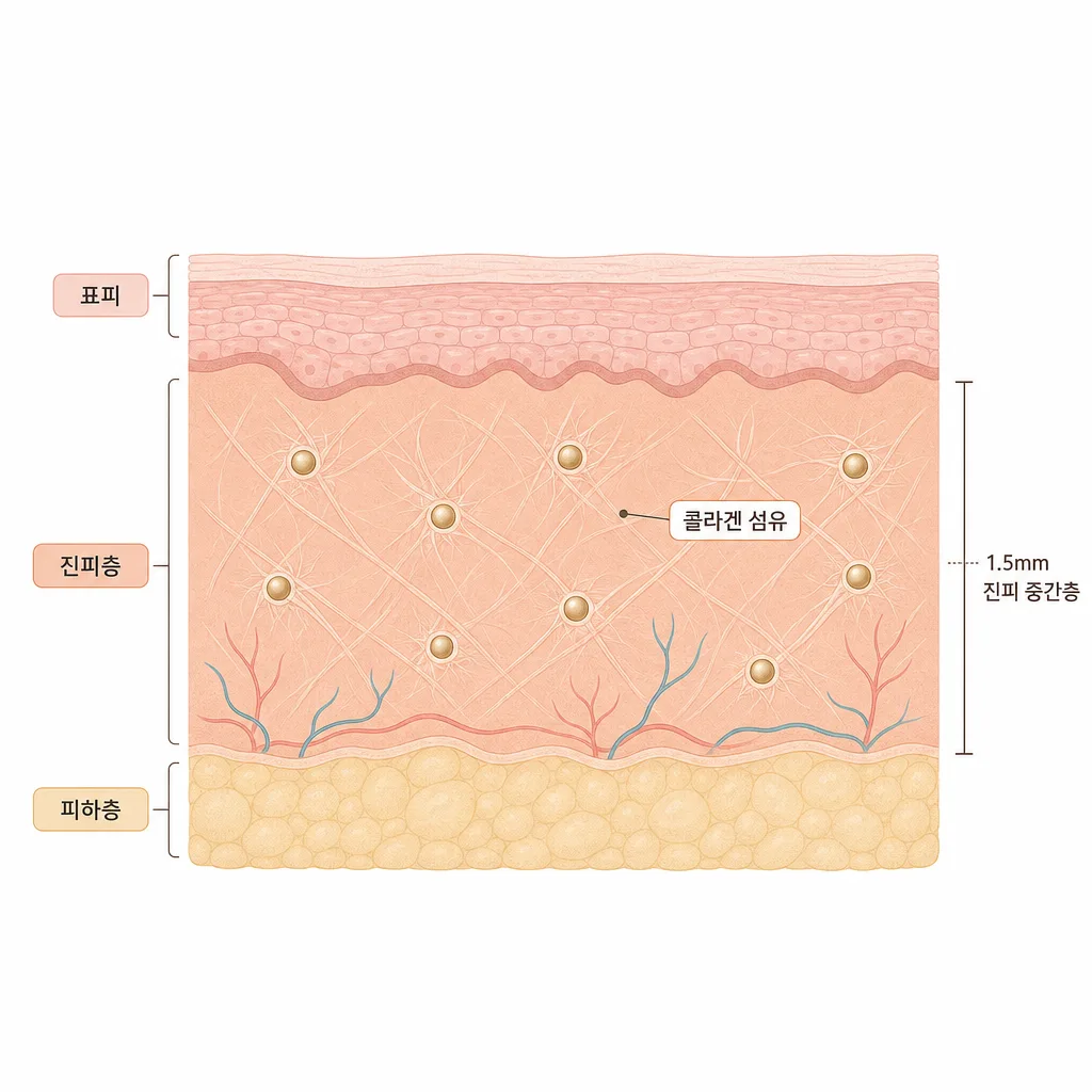진피층에서 콜라겐이 점진적으로 형성되는 구조