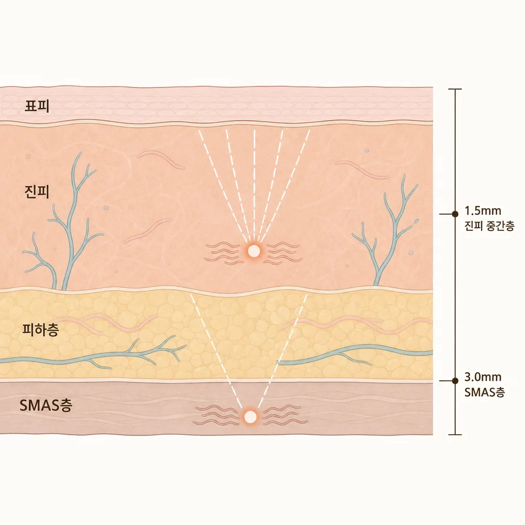 울쎄라가 닿는 진피와 SMAS층 깊이