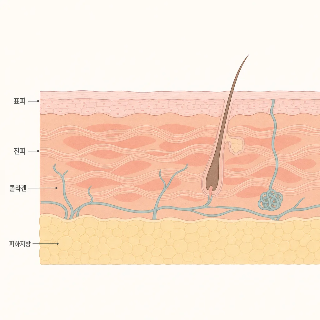 Diagram showing how RF heat stimulates Collagen in the Dermis