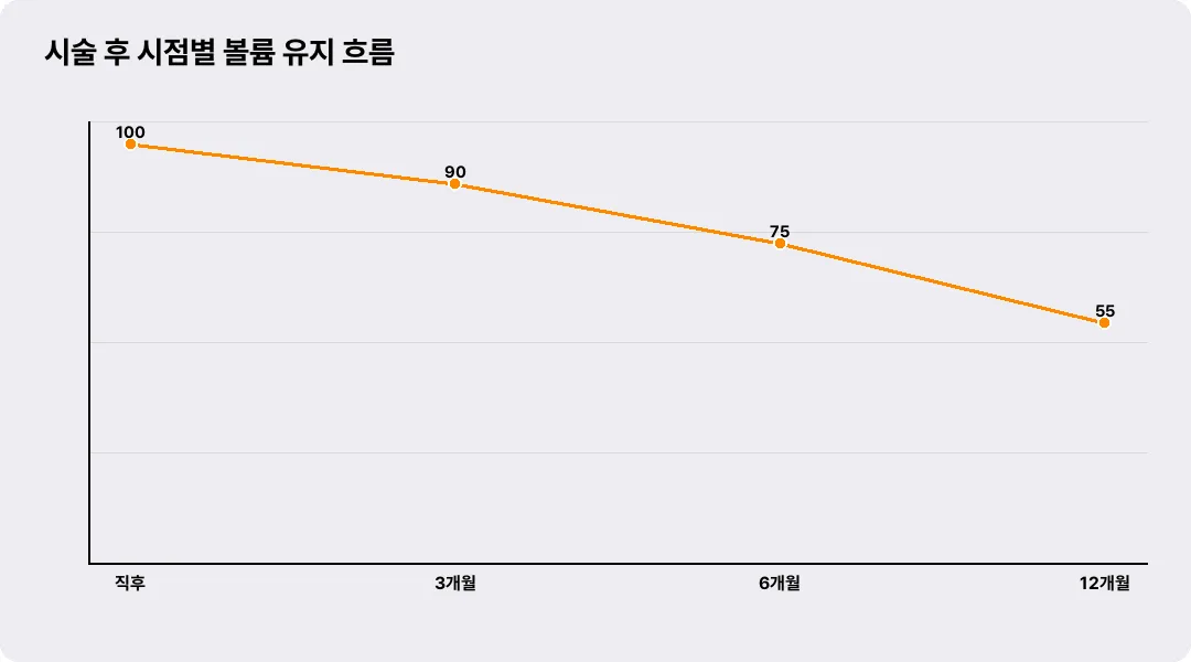 시술 후 시점별 볼륨 유지 흐름