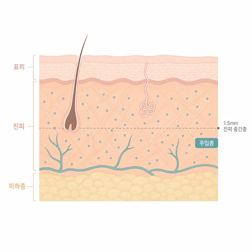 진피층에 폴리뉴클레오티드가 분포되는 리쥬란 주입 위치
