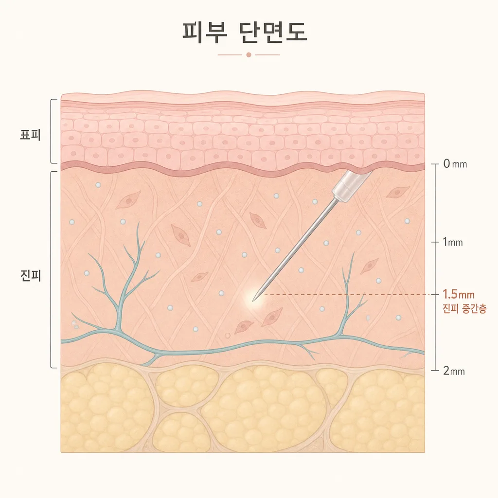 진피층에 성분을 전달하는 스킨부스터 주입 깊이