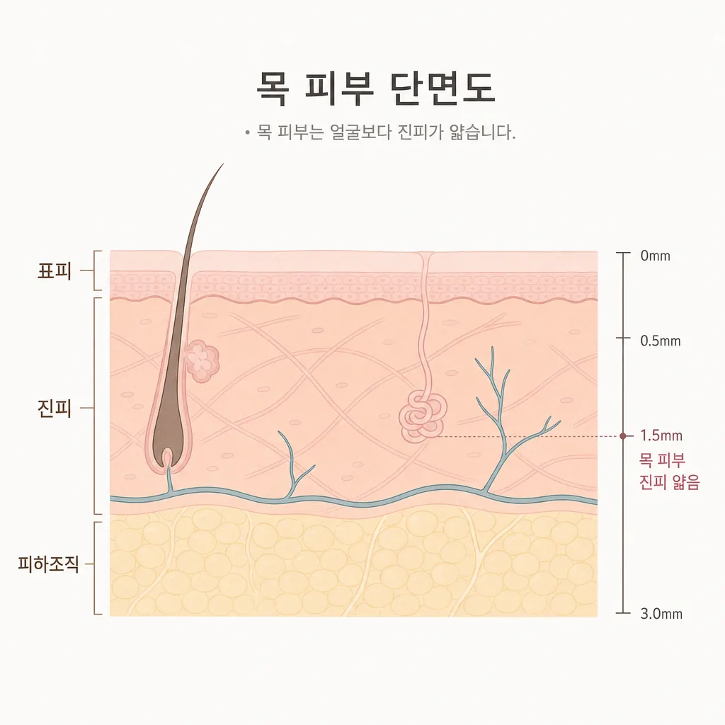 목 피부의 표피·진피와 성분이 들어가는 깊이