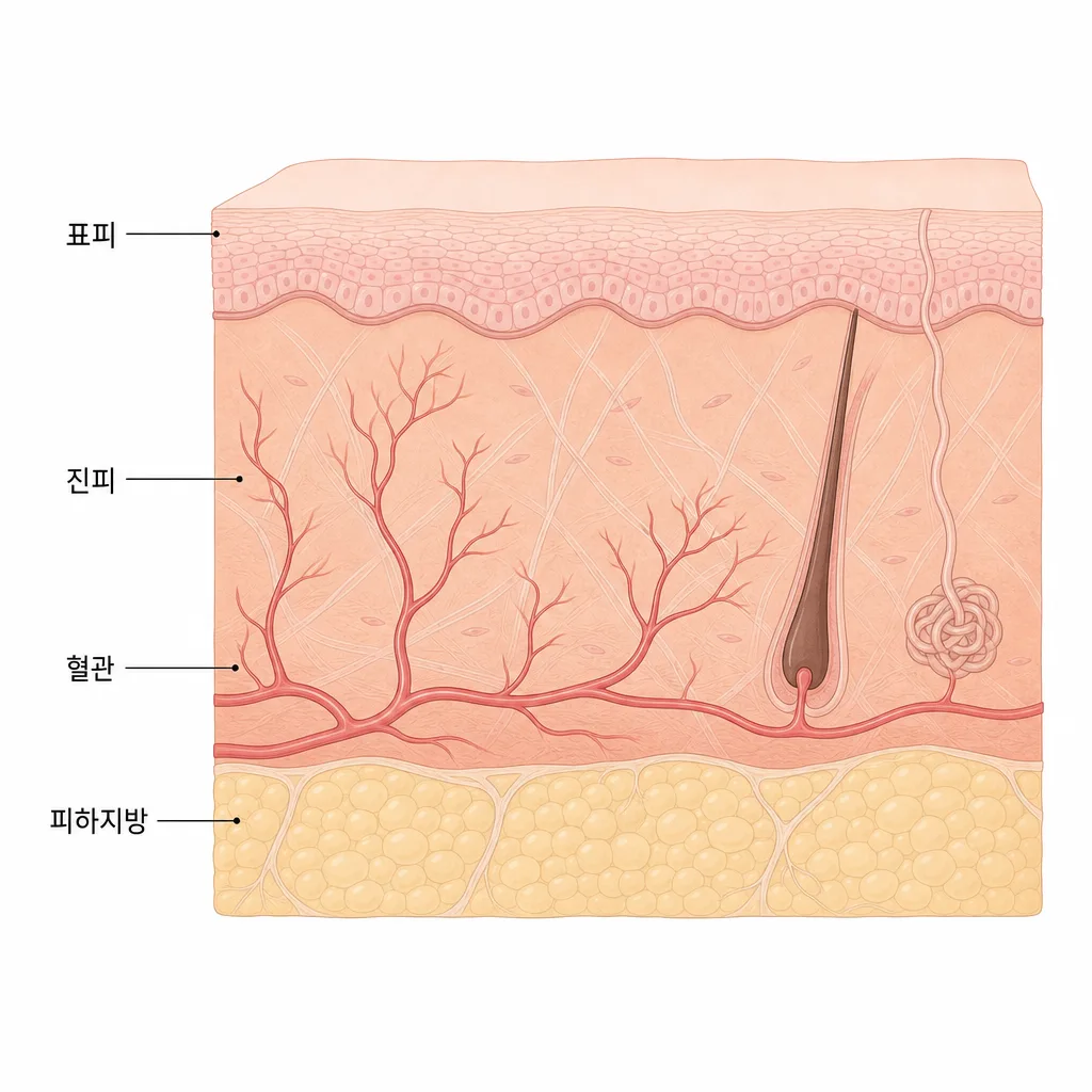 열을 받으면 넓어지는 진피 속 혈관