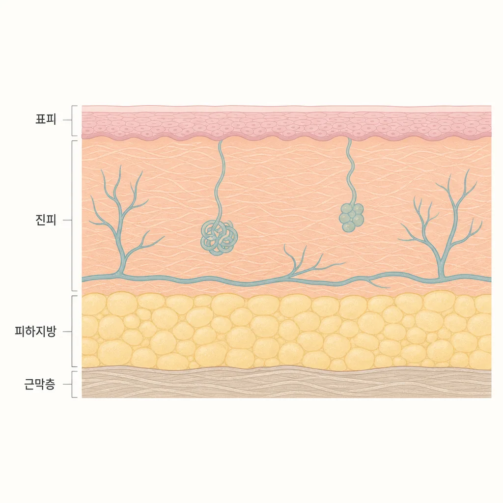 ภาพตัดขวางชั้นผิวบริเวณแก้มที่มีส่วนเกี่ยวข้องกับการหย่อนคล้อย