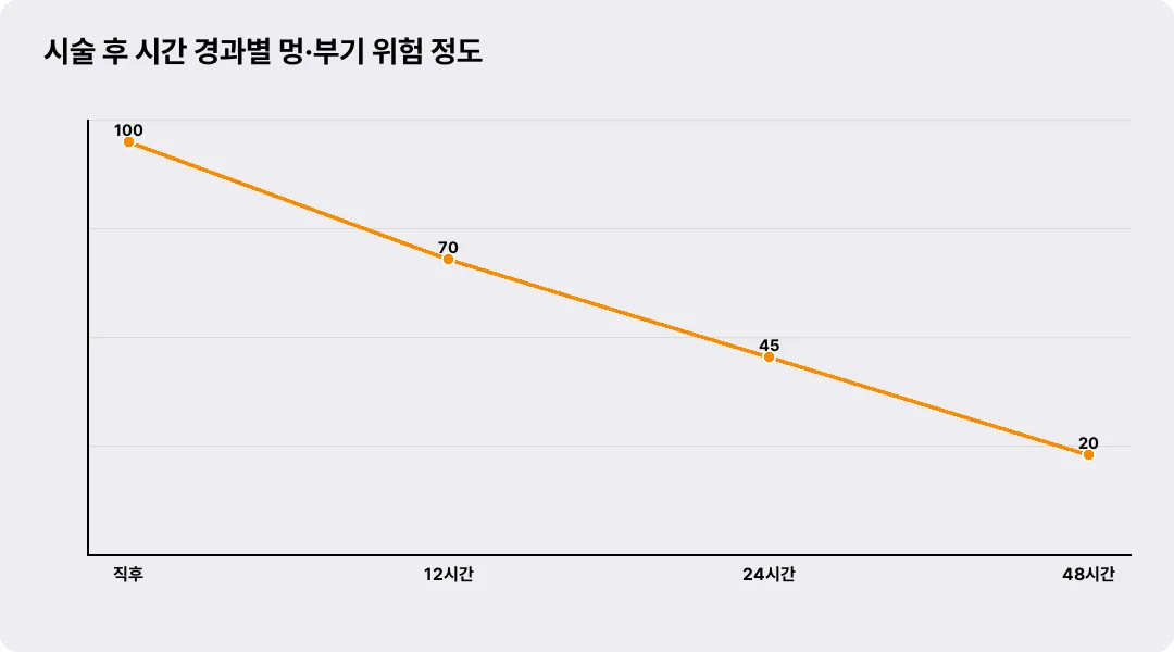 시술 후 시간 경과별 멍·부기 위험 정도