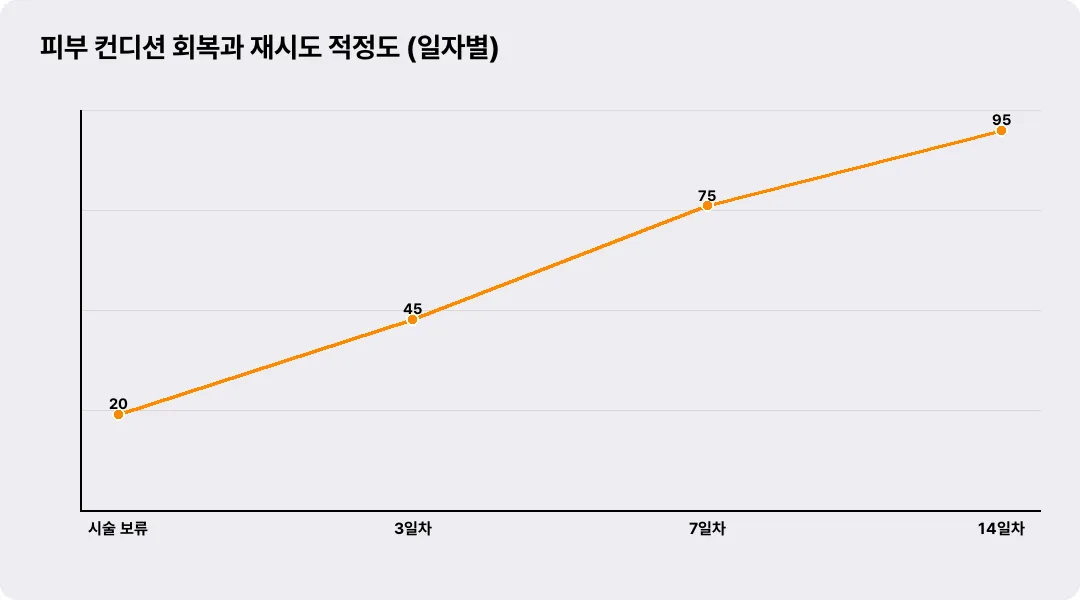피부 컨디션 회복과 재시도 적정도 (일자별)