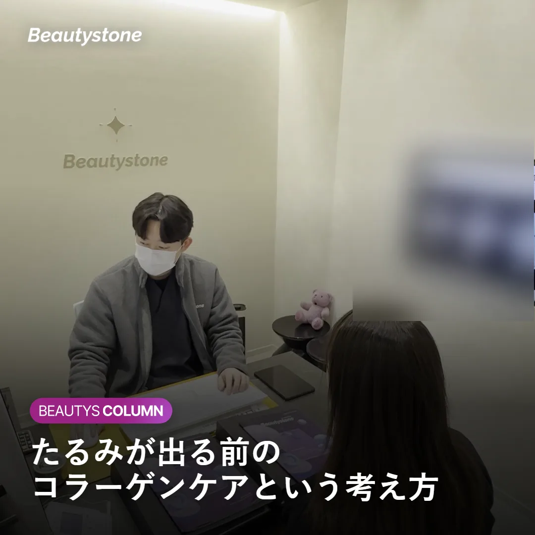 たるみが出る前にコラーゲンをケアする予防的アプローチを示す図