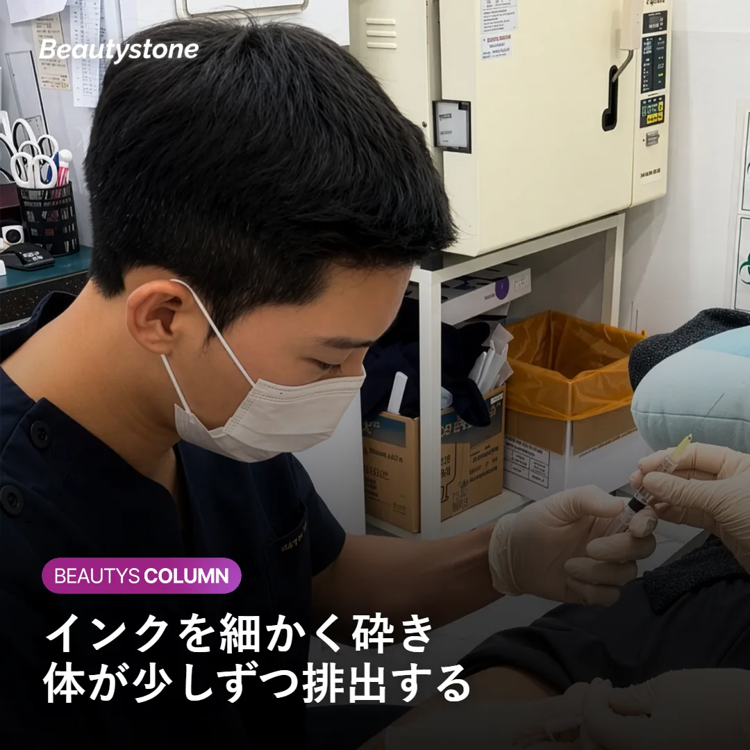ピコウェイが真皮のインクを細かく砕く仕組みを示す図