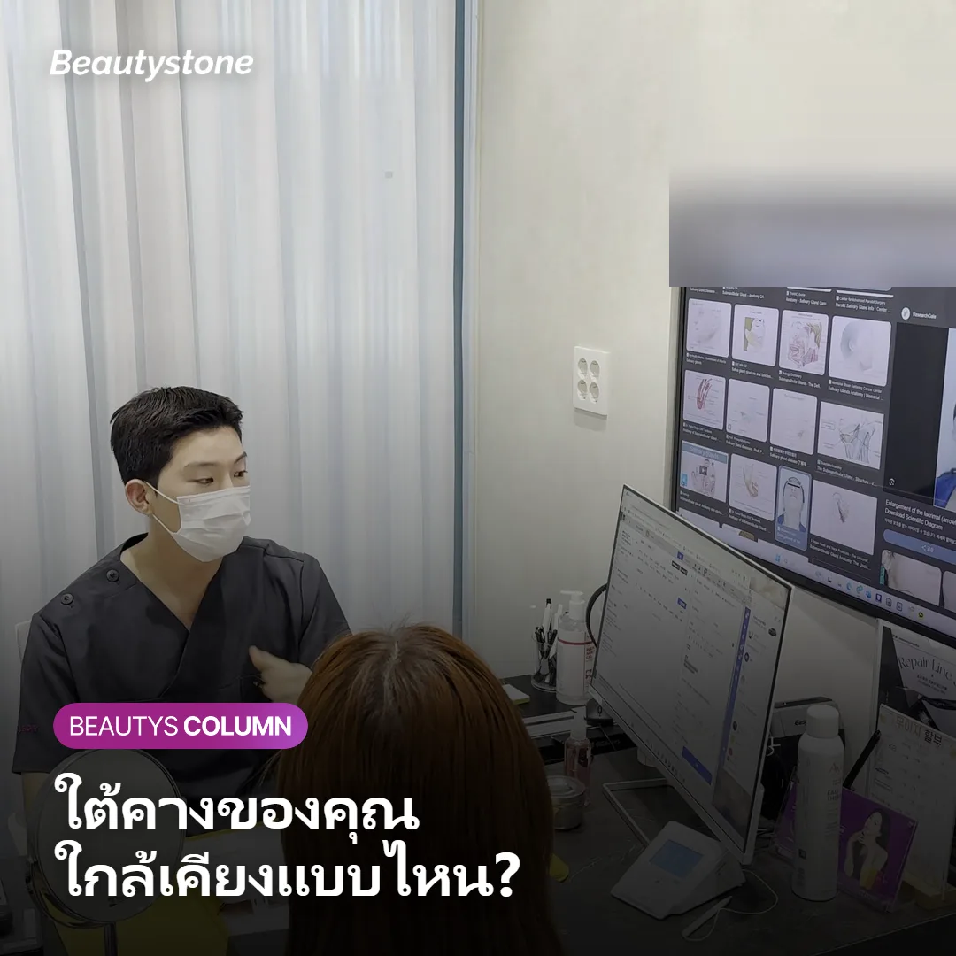 ภาพแสดงวิธีสังเกตว่าใต้คางเป็นแบบกล้ามเนื้อหรือต่อมน้ำลาย