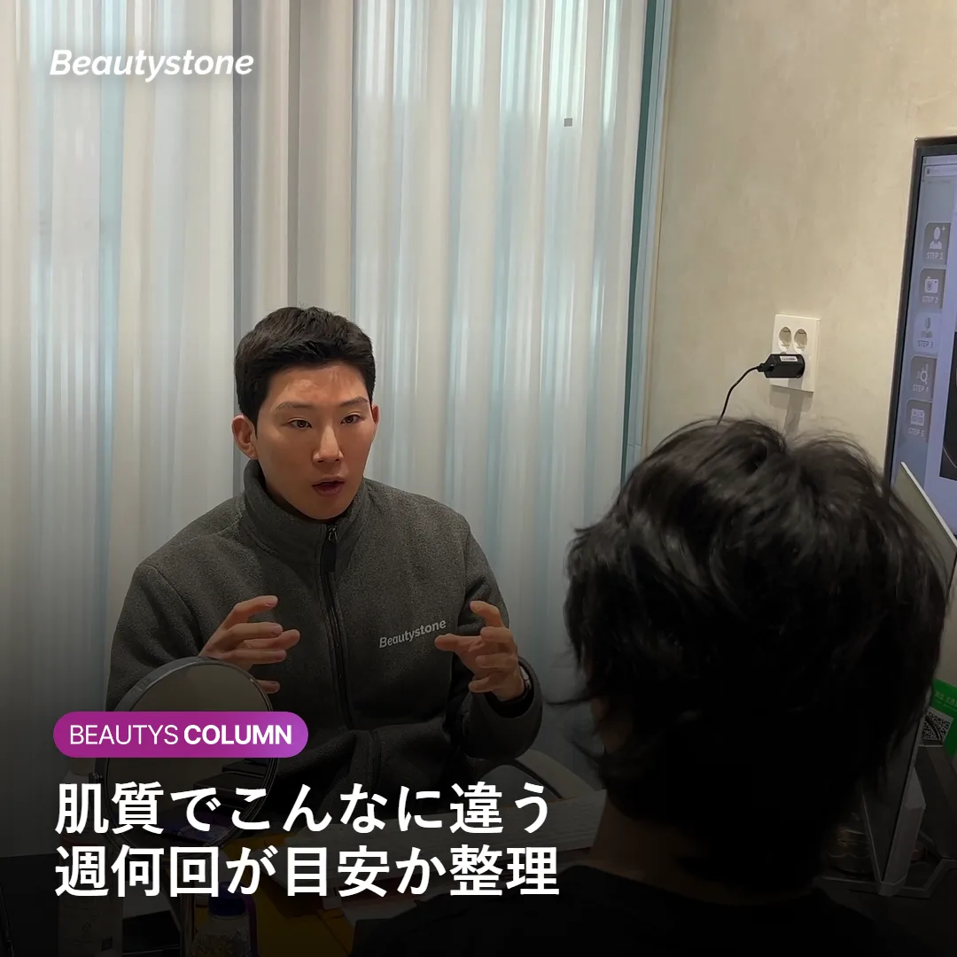 肌質別に週何回の角質ケアが目安かを示す図