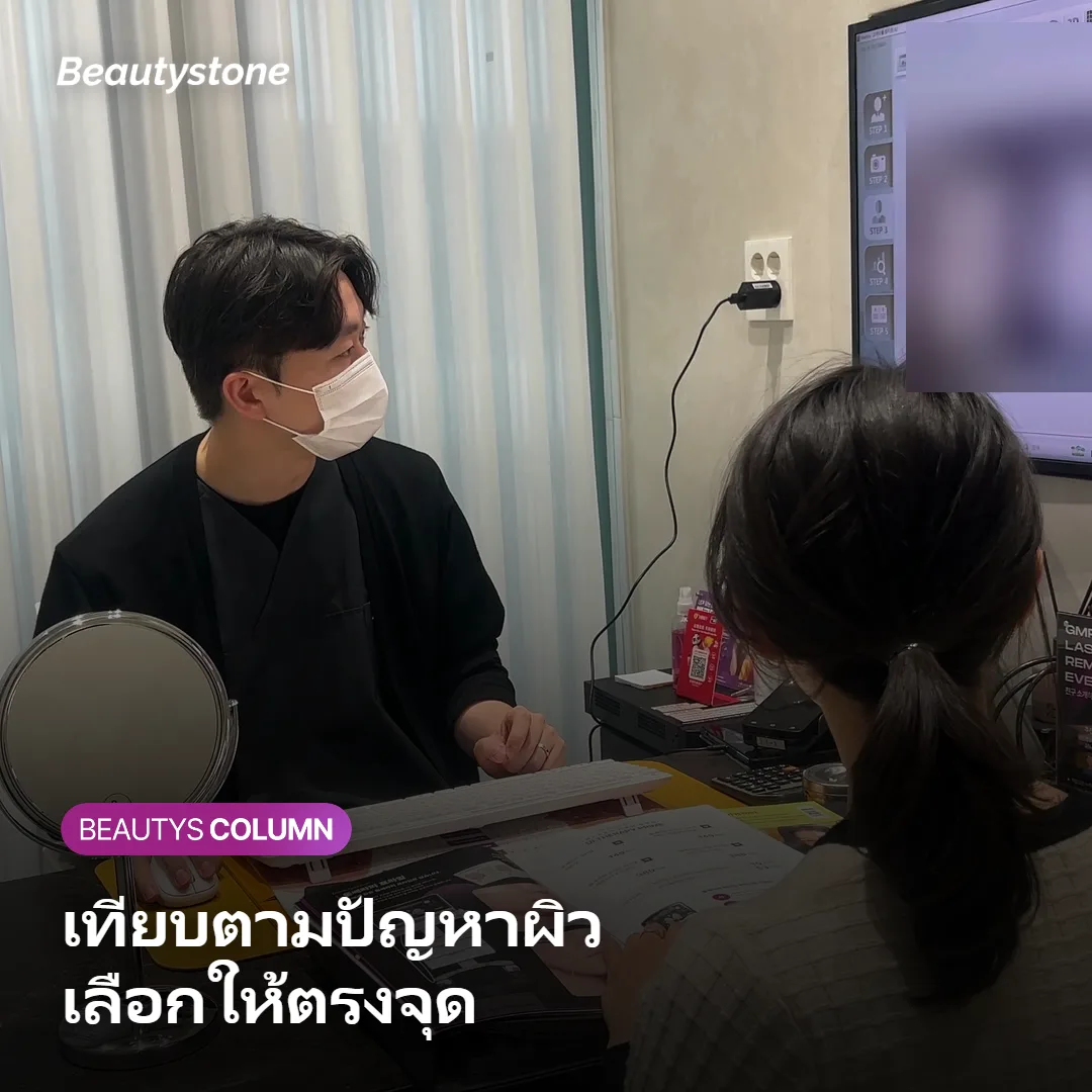 ภาพแสดงตารางเปรียบเทียบว่าปัญหาผิวแบบใดเหมาะกับหัตถการใด
