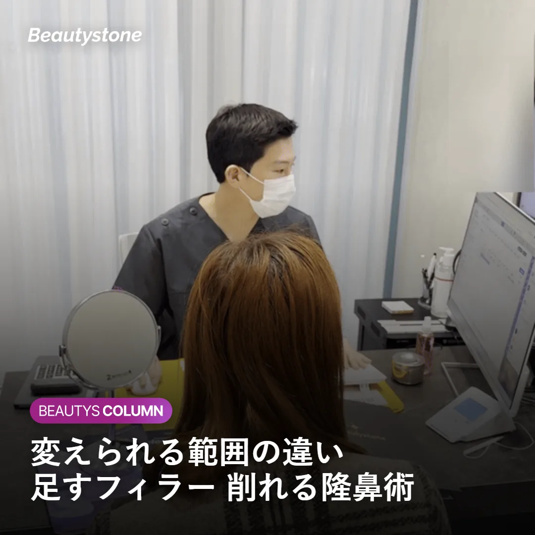 鼻フィラーと隆鼻術で変えられる範囲の違いを示す表