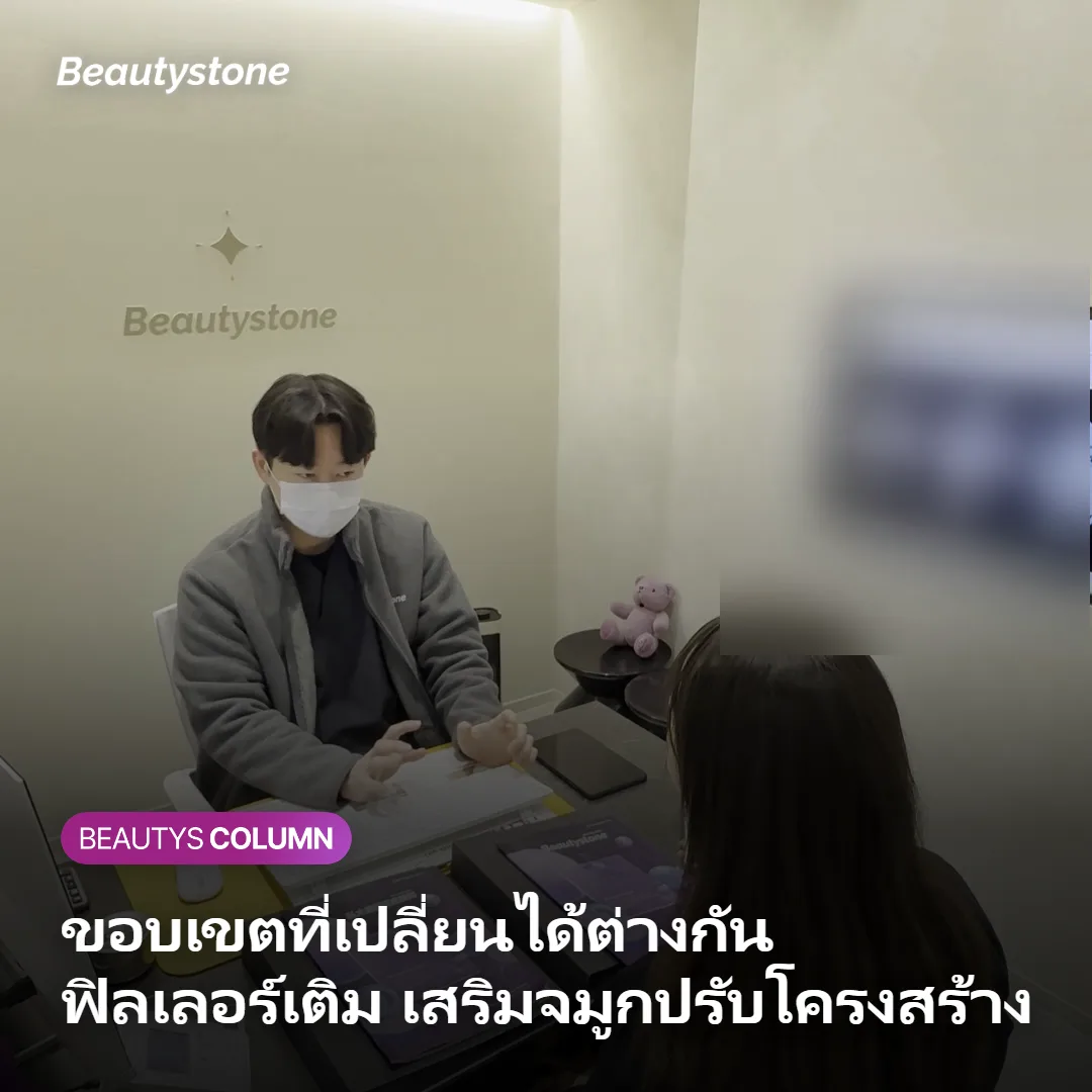 ภาพแสดงตารางเปรียบเทียบขอบเขตที่เปลี่ยนแปลงได้ของฟิลเลอร์จมูกและเสริมจมูก