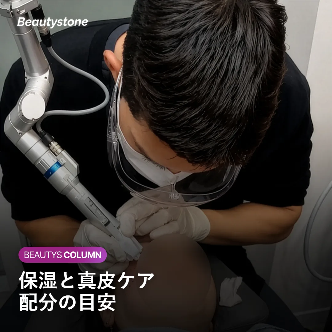 乾燥肌と老化肌それぞれに合う保湿と真皮ケアの配分を示す図