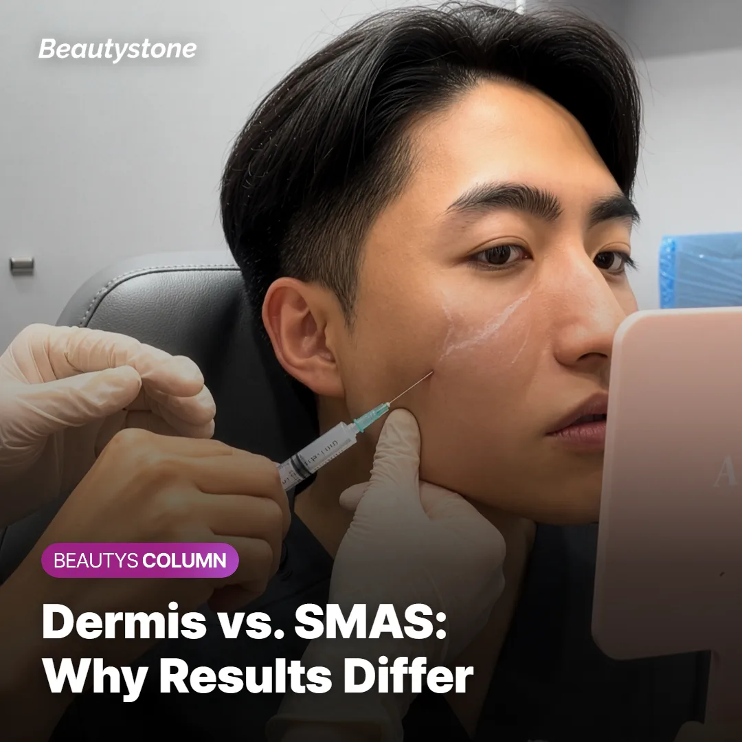 Chart comparing dermis-targeted versus SMAS-targeted ultrasound treatment results