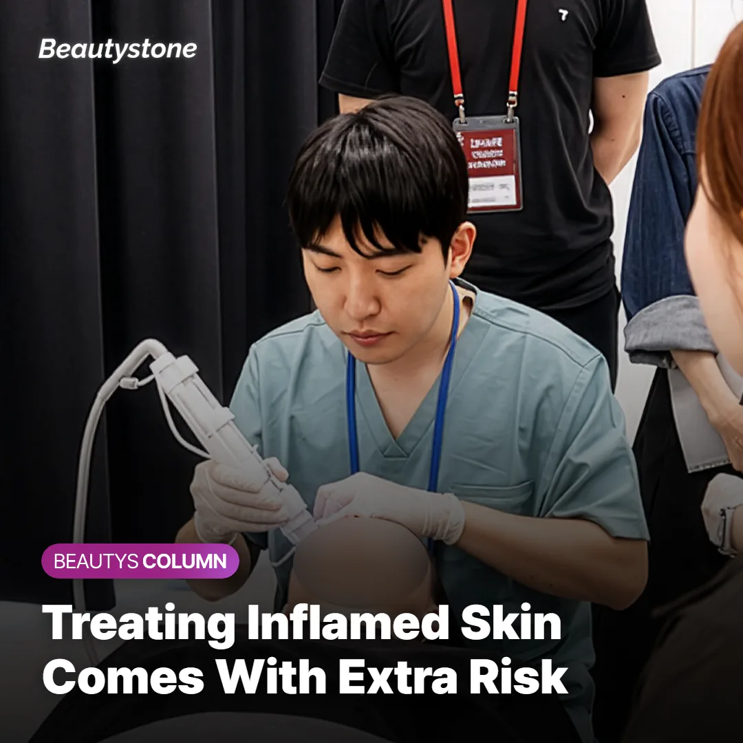 Illustration showing the risks of treating inflamed or infected skin with a skin booster