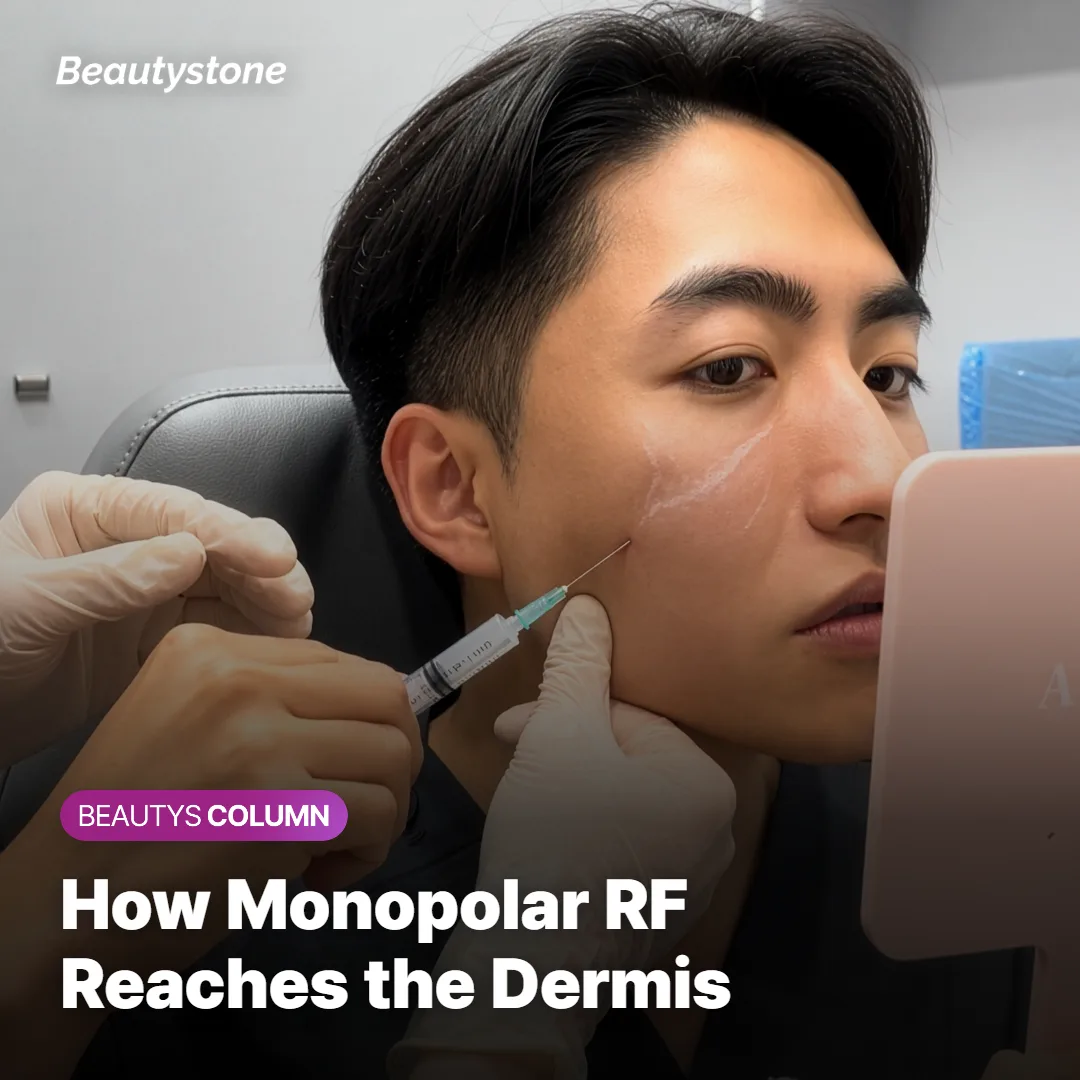 Diagram showing monopolar radiofrequency heat reaching the dermis layer