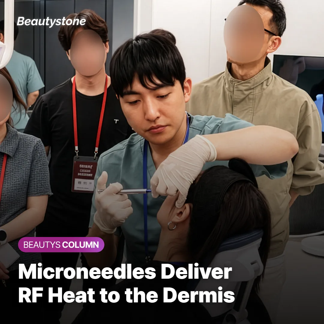 Diagram showing Secret RF microneedles delivering RF heat into the dermis