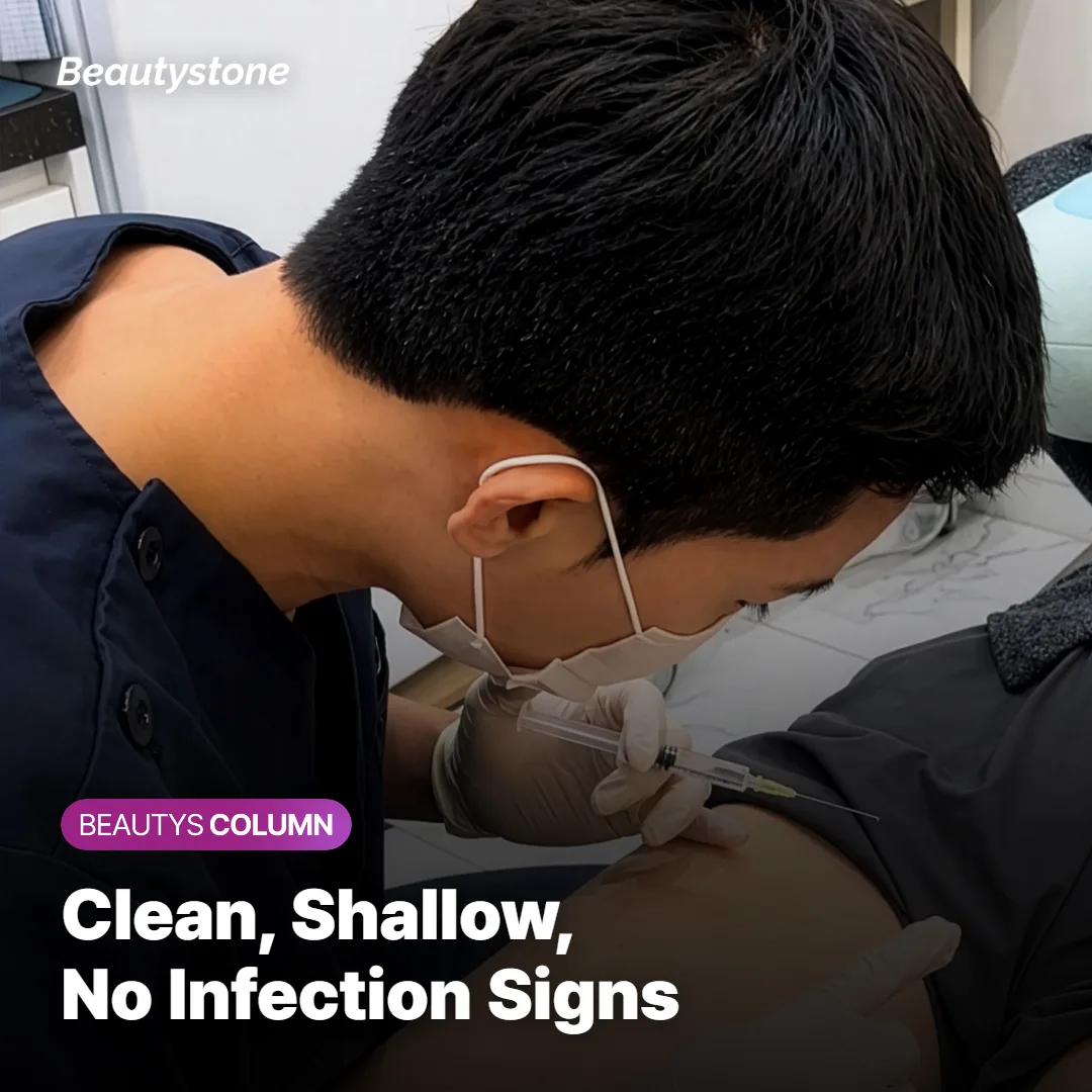 Close-up of a small clean cut being checked for depth and infection signs