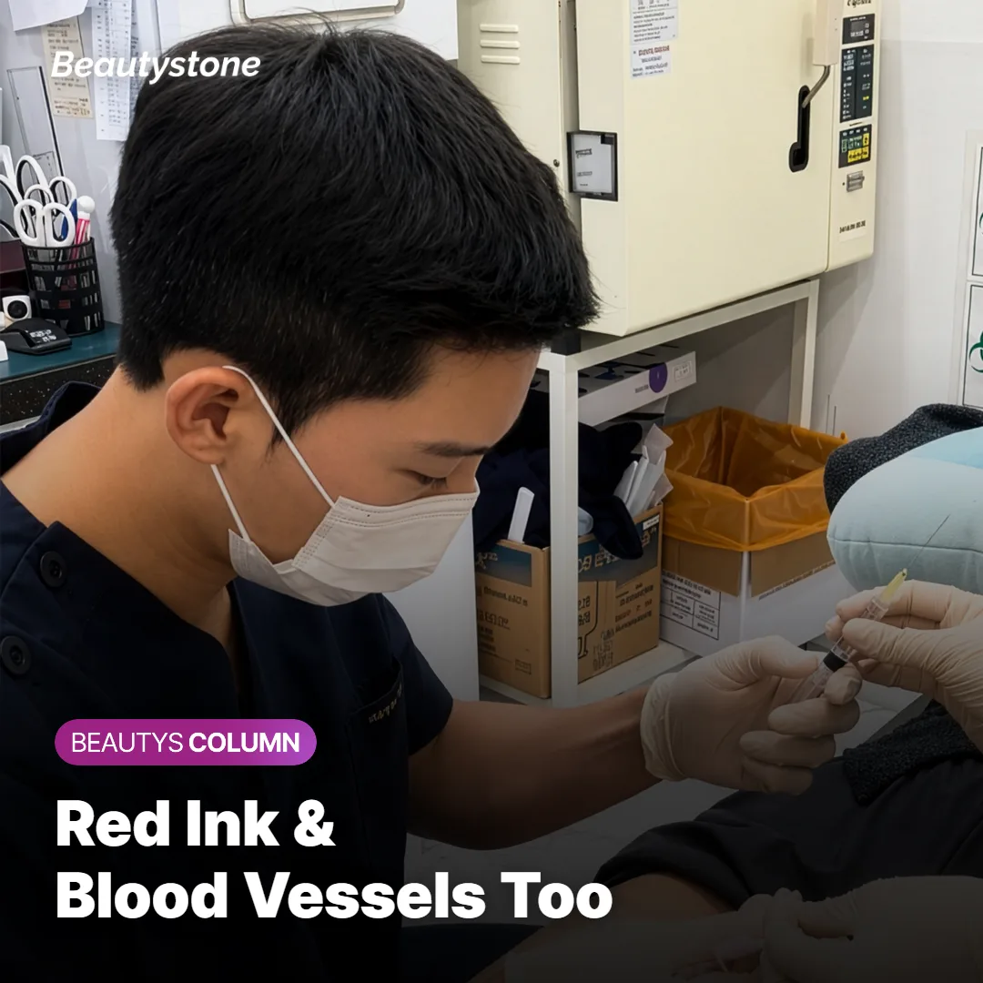 Diagram showing a 532nm laser treating a red tattoo and visible blood vessels