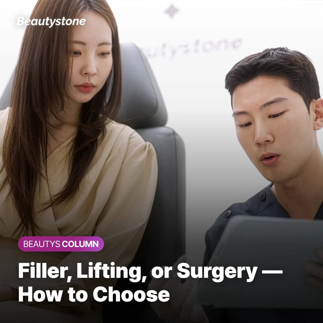 Comparison chart showing filler, lifting, and surgical options for sagging after cheekbone reduction