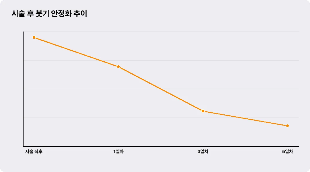 시술 후 붓기는 하루가 아니라 며칠에 걸쳐 단계적으로 안정돼요.