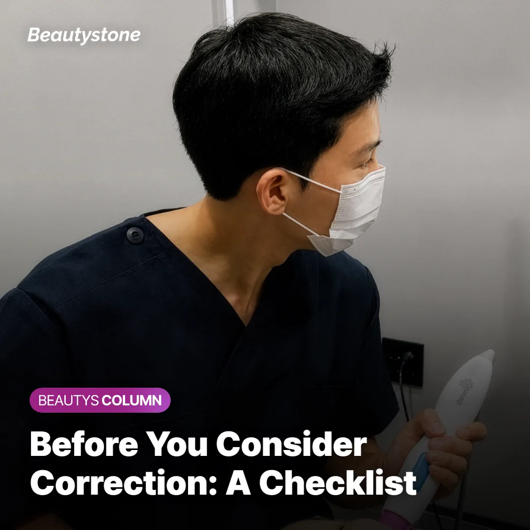 Checklist graphic showing what to review before considering hip filler correction