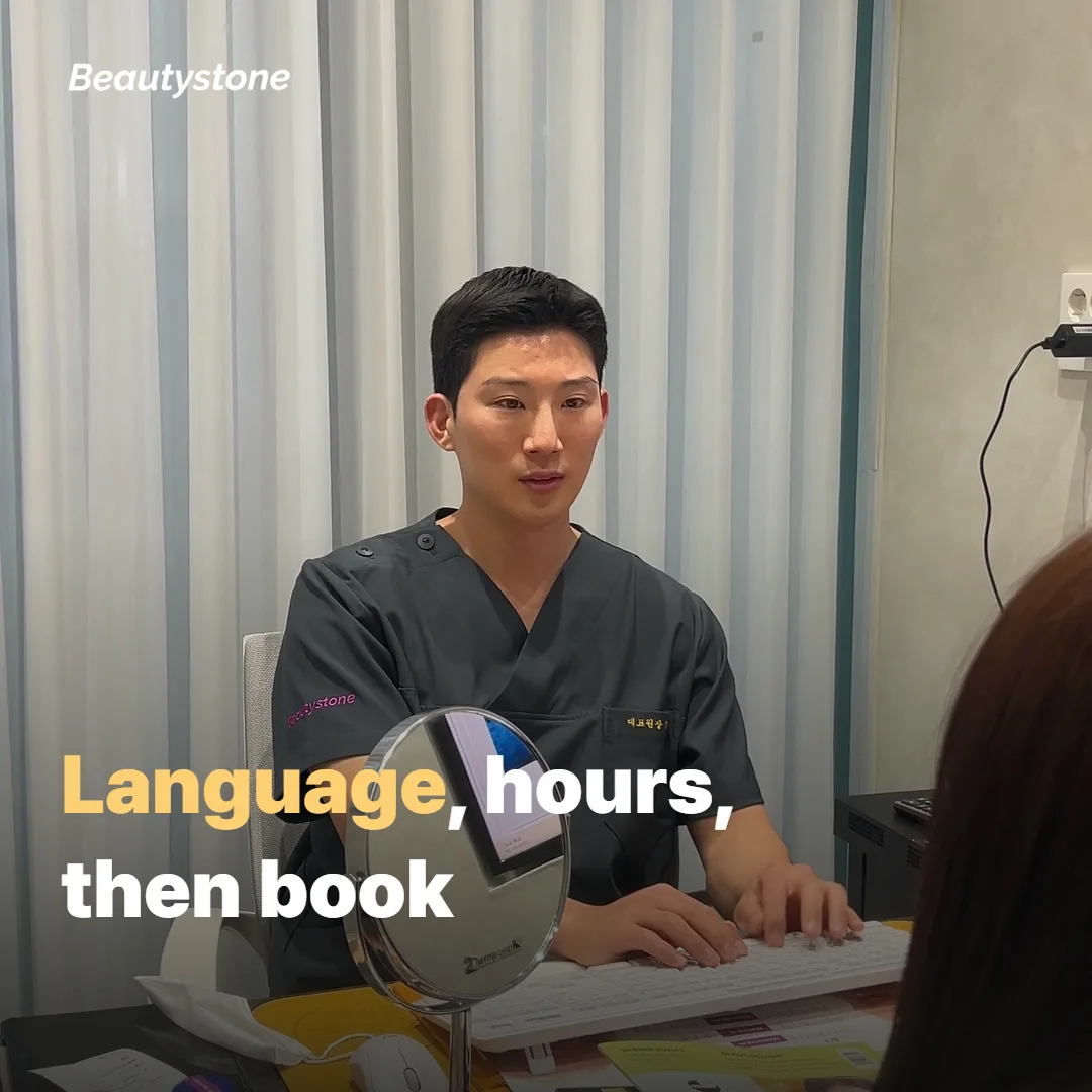 Booking, language, and hours