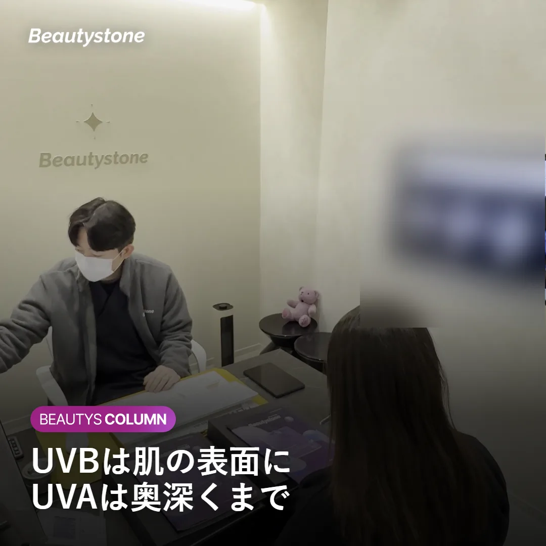 UVAとUVBが肌に与える影響の違いを示す図