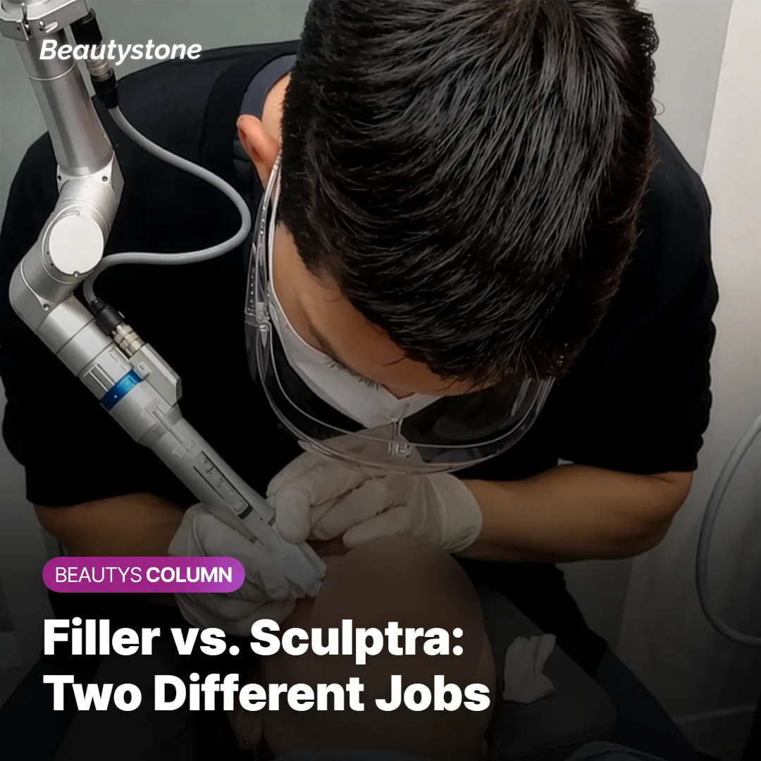 Diagram comparing how hyaluronic acid filler and Sculptra each work beneath the skin