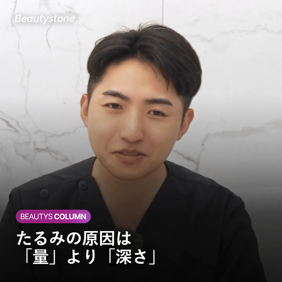 フィラーが入る層の深さによってたるみ方が変わる仕組みを示す図