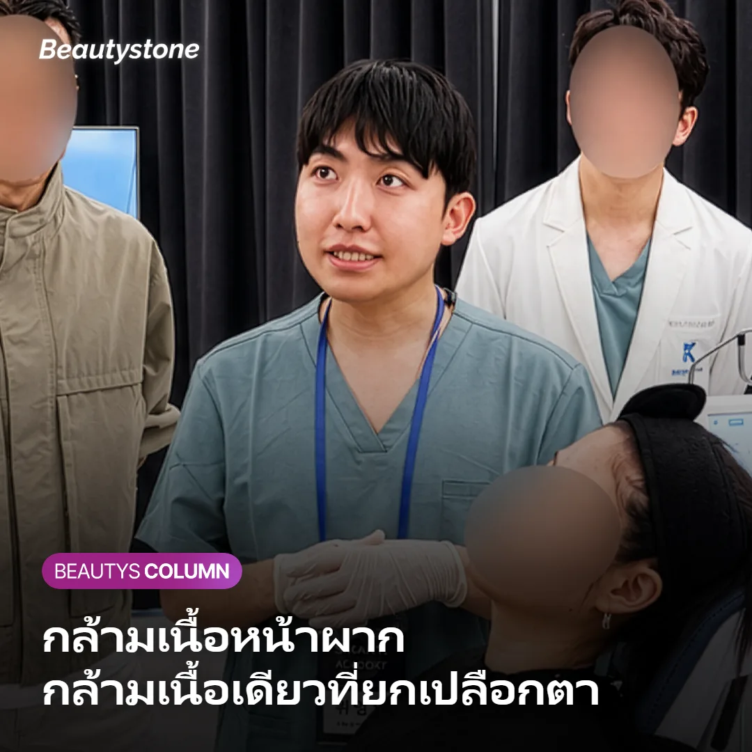 ภาพแสดงกล้ามเนื้อหน้าผากซึ่งเป็นกล้ามเนื้อเดียวที่ทำหน้าที่ยกเปลือกตา