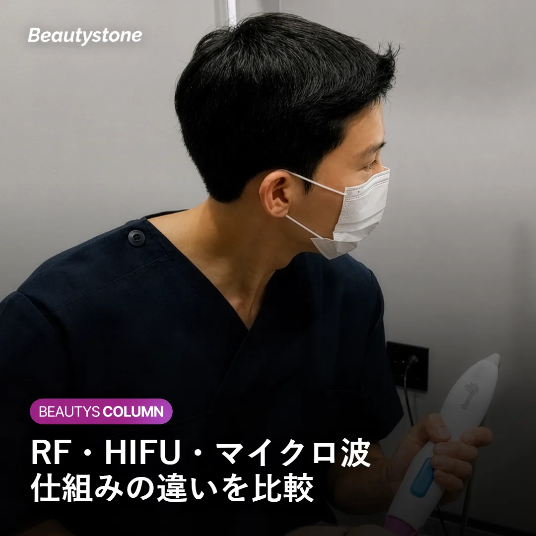 RF・HIFU・マイクロ波の仕組みの違いを示す図