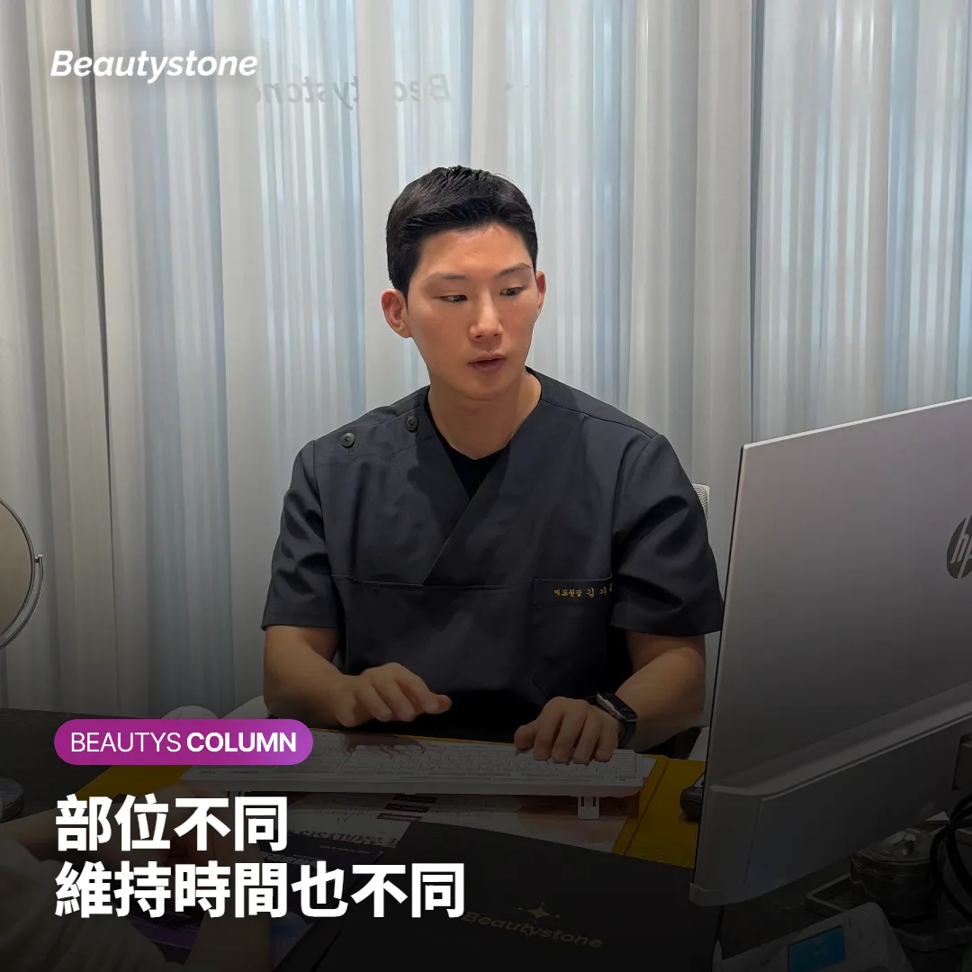 肉毒桿菌效果依額頭與下顎等部位維持時間不同示意