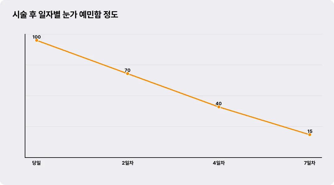 시술 후 일자별 눈가 예민함 정도
