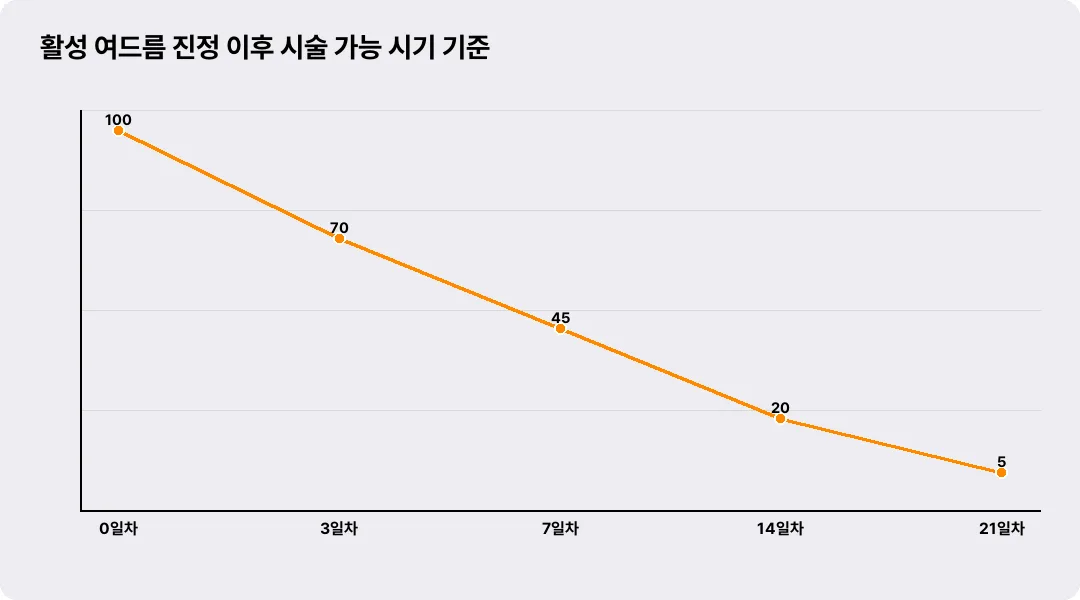 활성 여드름 진정 이후 시술 가능 시기 기준
