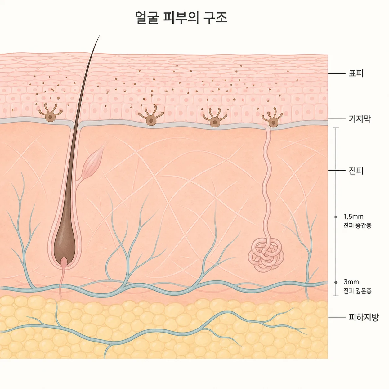 색소가 만들어지고 번지는 층별 자리