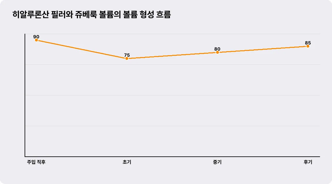 히알루론산 필러와 쥬베룩 볼륨의 볼륨 형성 흐름