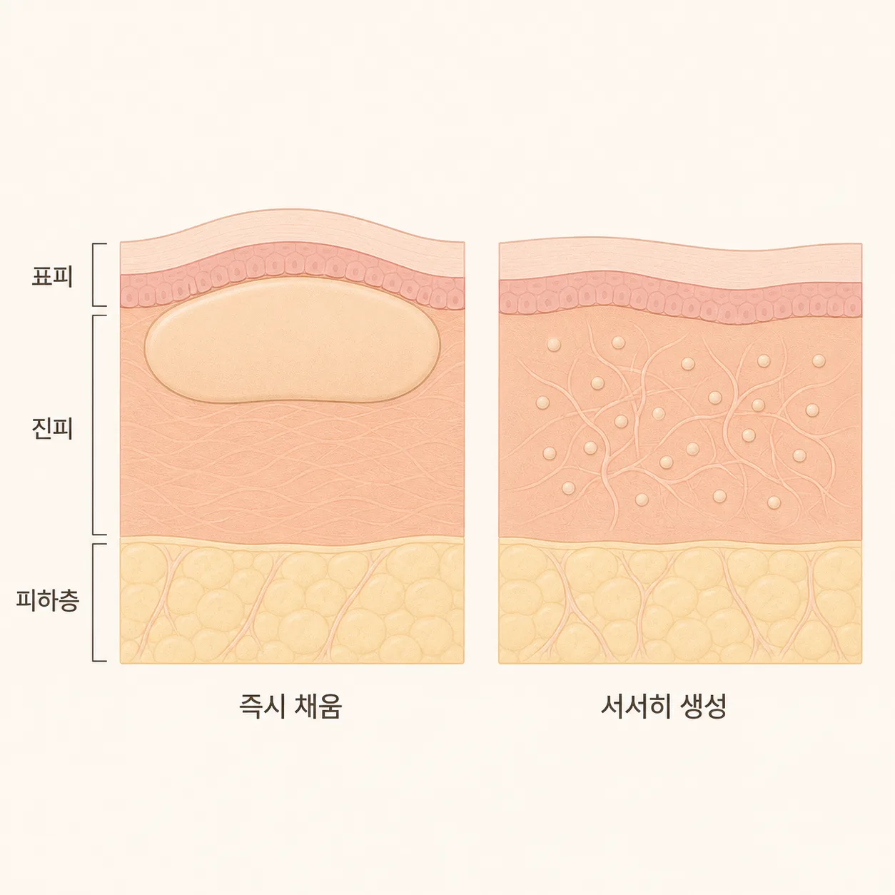 바로 채우는 방식과 서서히 키우는 방식