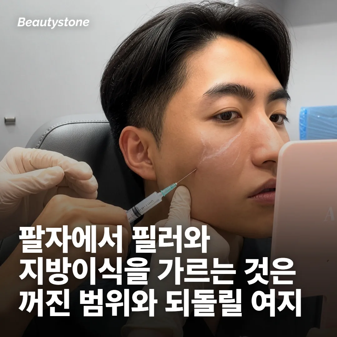 팔자 부위에서 필러와 지방이식이 갈리는 지점