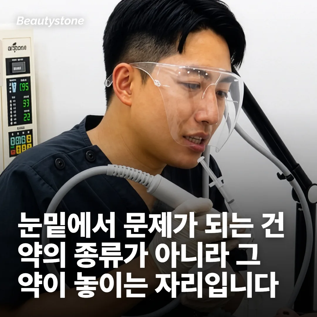 눈밑 스컬트라에서 갈리는 건 약이 아니라 자리입니다
