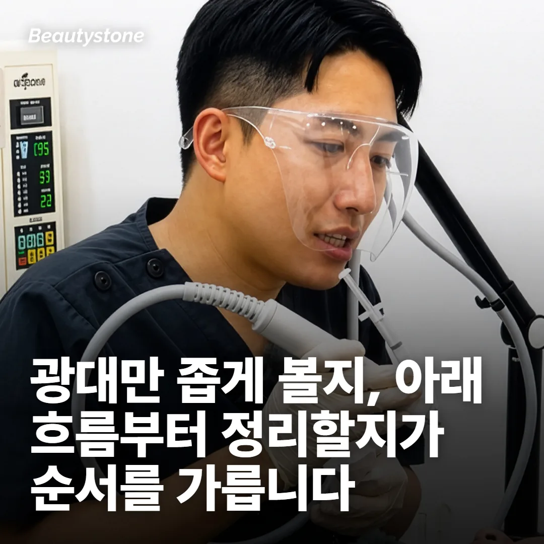 광대만 볼지, 옆얼굴 전체를 볼지