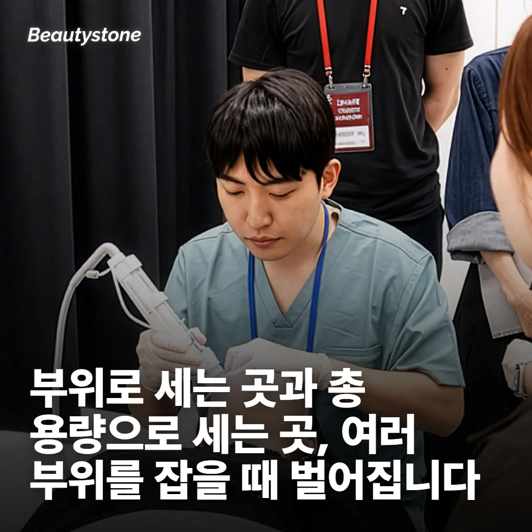 범위 기준 — 부위로 세는 곳과 총 용량으로 세는 곳