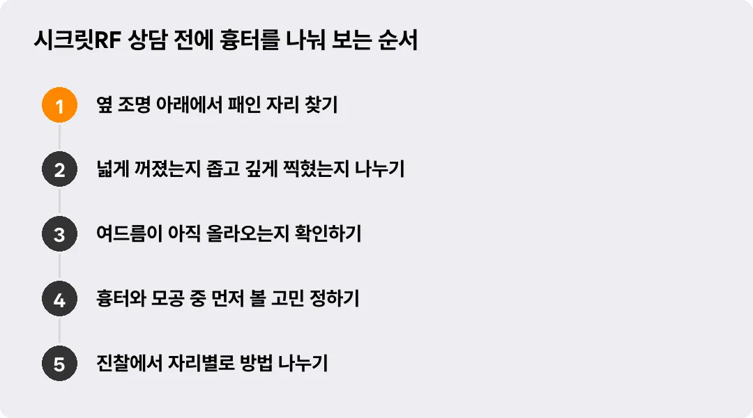 시크릿RF 상담 전에 흉터를 나눠 보는 순서