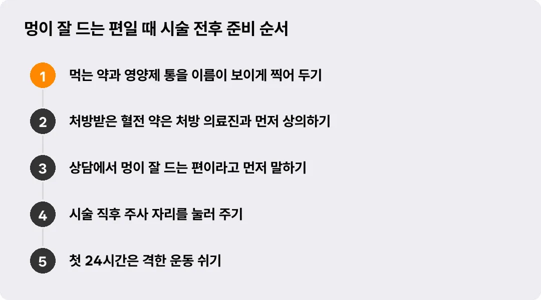 멍이 잘 드는 편일 때 시술 전후 준비 순서