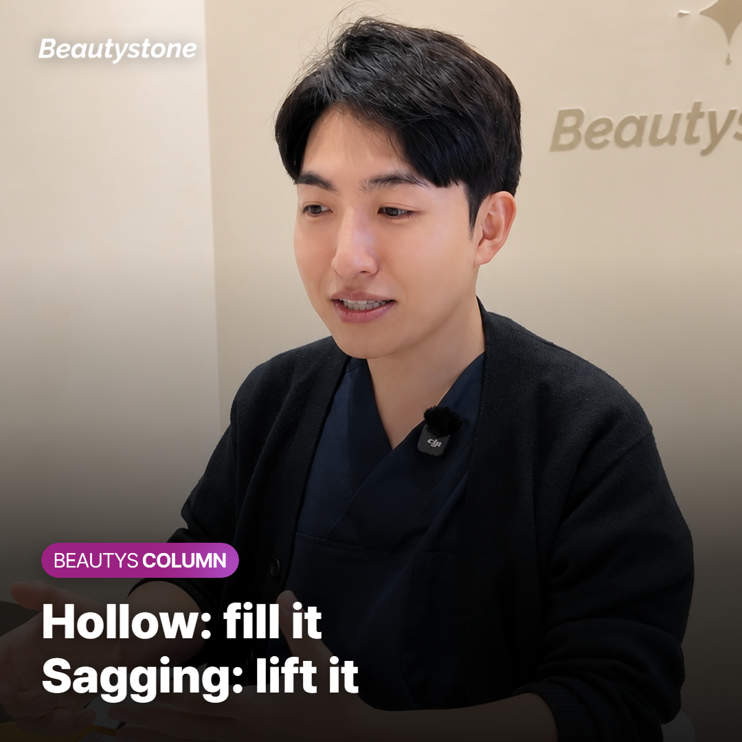 Card contrasting filler for hollow cheeks with lifting for sagging cheeks