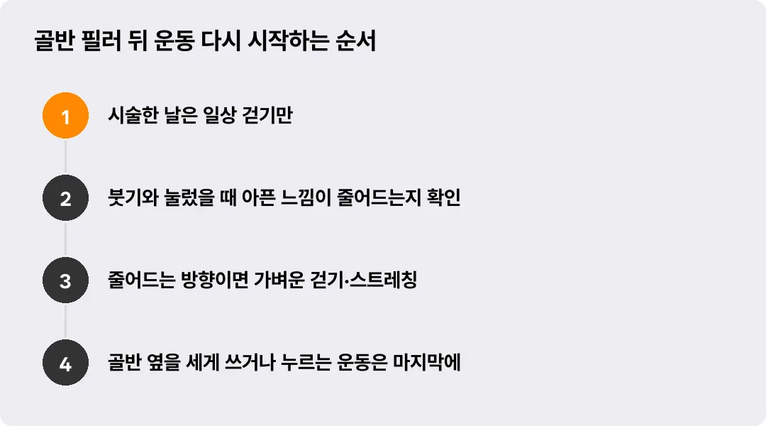 골반 필러 뒤 운동 다시 시작하는 순서