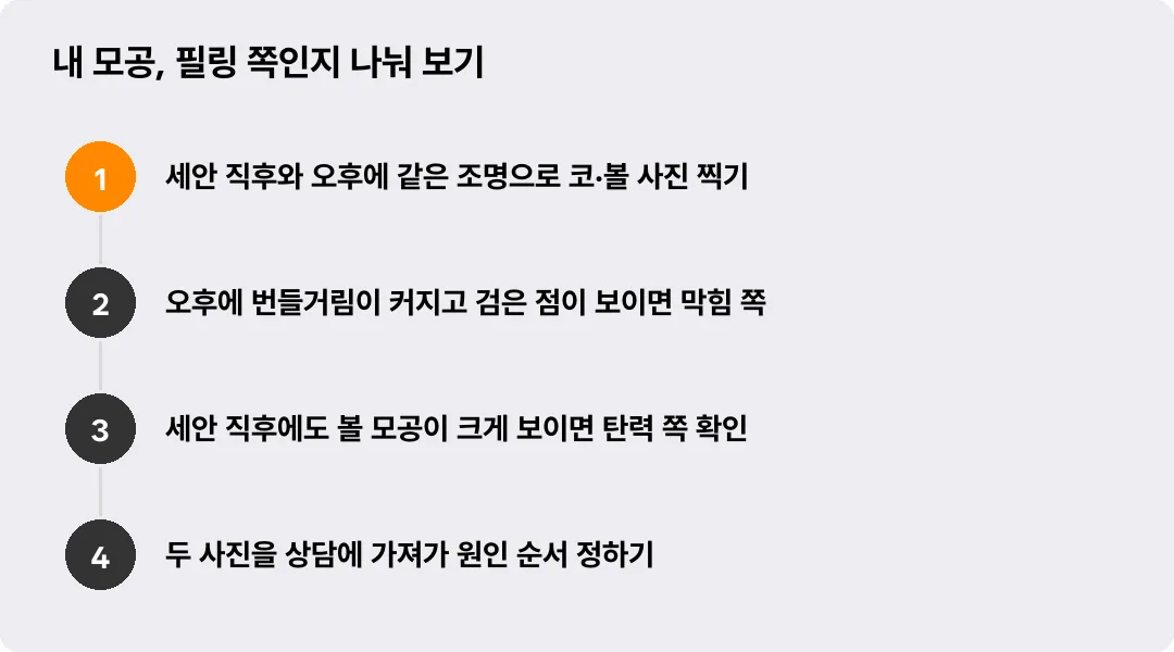 내 모공, 필링 쪽인지 나눠 보기